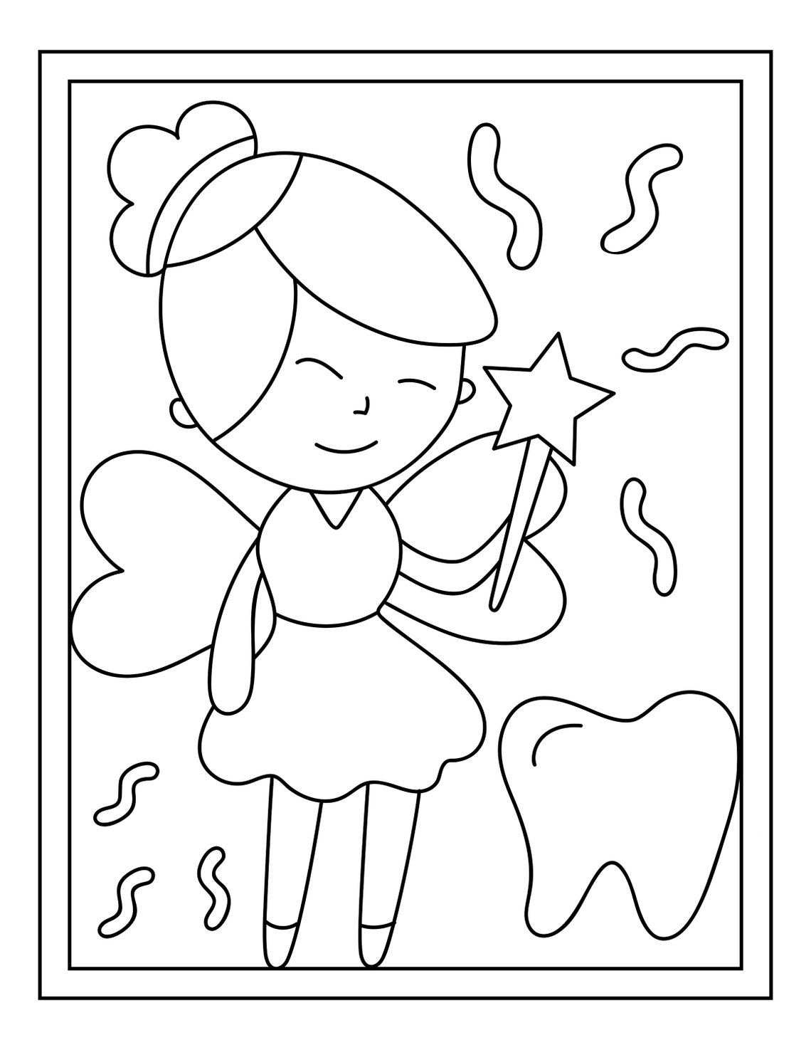 16 Tooth Fairy Coloring Page // Coloring Pages for Kids // | Etsy