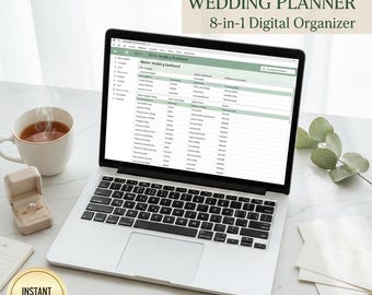 Ultimate Wedding Planner Spreadsheet | All-in-One Wedding Budget Tracker, Guest List, & Timeline | Digital Wedding Organizer