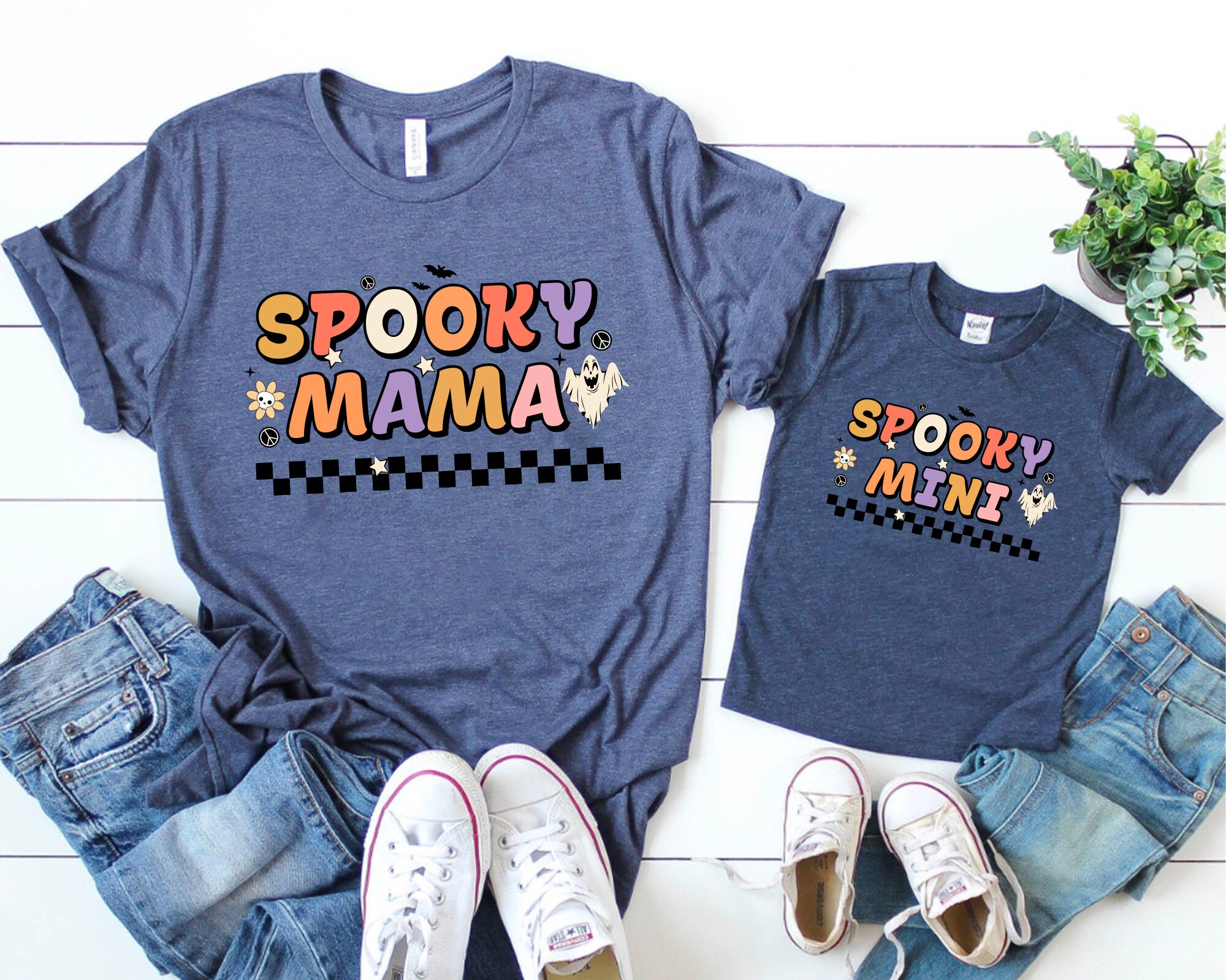 Discover Matching Halloween Shirt, Spooky Mama, Spooky Mini, Halloween Couple Shirt, Spooky Season, Customize Halloween Shirt, Halloween Family Shirt