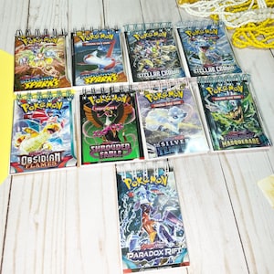Cuaderno reciclado, cuaderno de dibujo, Pokémon, cartas de Pokémon, hecho a mano