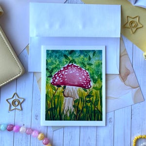 Carte pour lettres « Mush », carte vierge, carte de voeux, champignon, forêt, art de l'Alaska, fabriqué en Alaska