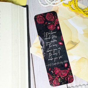 Glossy Bookmark, ‘Haunting’, Haunting Adeline, Rose, Skull, Dark Romance, bookmark, bookworm, double sided, handmade, book lover, gift