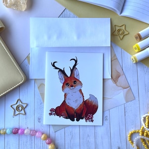 Carte pour lettres « Little Fox-alope », carte vierge, carte de voeux, ours, renard, art de l'Alaska, fabriqué en Alaska