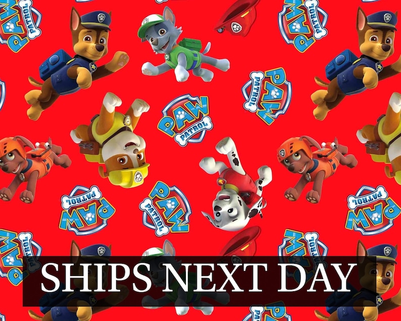 Paw Patrol Red Cotton Fabric By The Yard Cut to Order Etsy