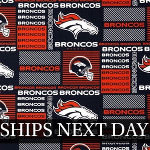 58 "Denver Broncos Patchwork NFL Stof | Verzendt NEXT DAY* | 100% katoen | Op bestelling gesneden