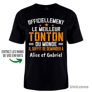 Officiellement Le Meilleur Tonton du monde T-shirt personnalisé, Cadeau pour Tonton, Cadeau de Noël Noir