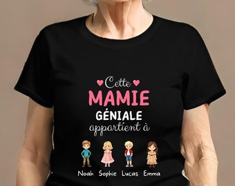 Cette Mamie Géniale T-shirt personnalisé Noms des petits-enfants, Cadeau future grand-mère, Fête des mères, Annonce de grossesse