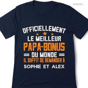 Officiellement Meilleur Papa Bonus T-shirt personnalisé, Cadeau pour Beau Papa, Fête des pères, cadeau de Noël