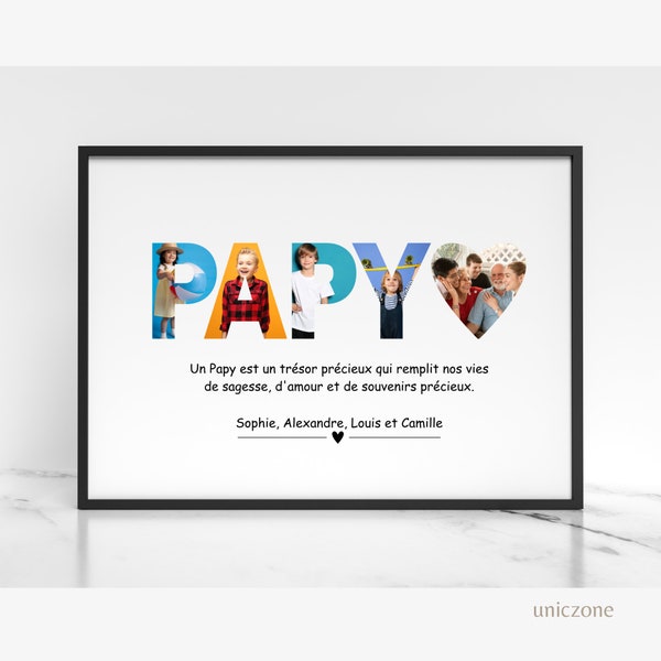 Affiche Papy Collage de photos modifiables, Cadeau personnalisé pour Grand-père, Idée cadeau fête des pères