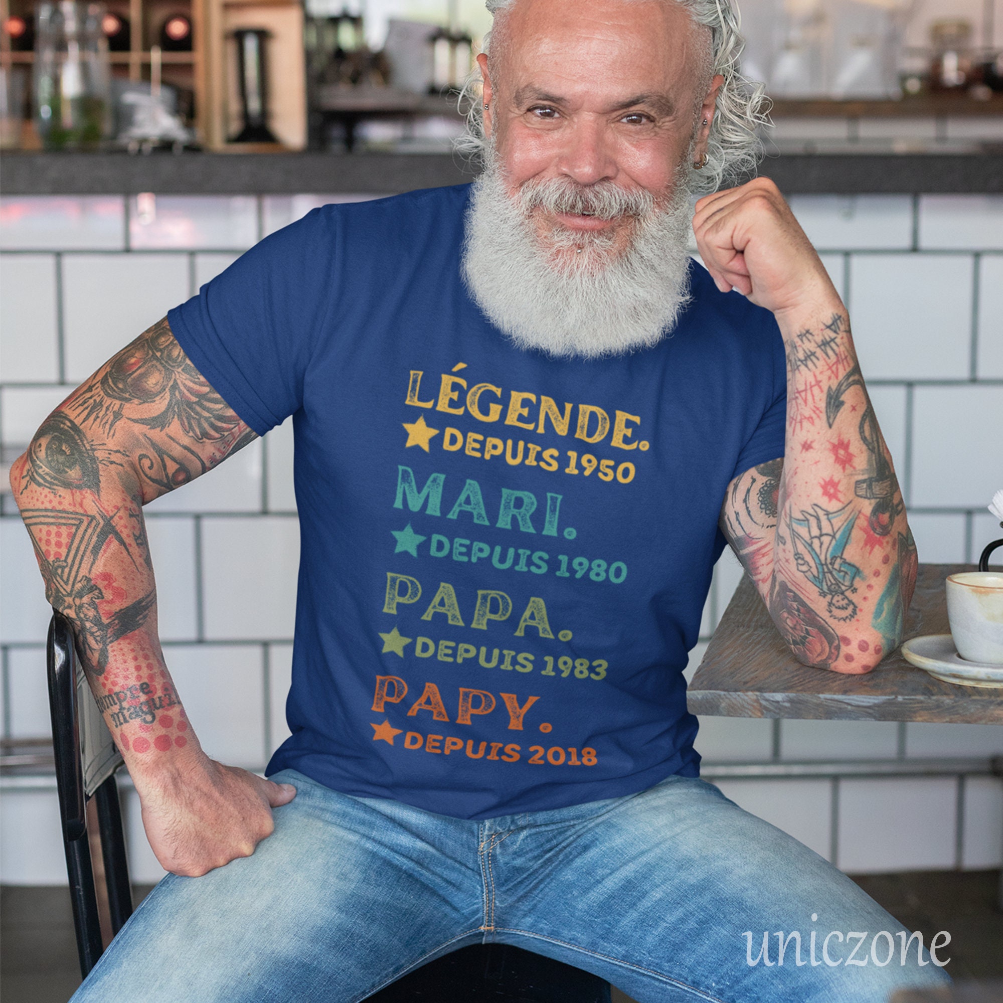 Légende Mari Papa Papy T-shirt Personnalisé Année, Futur Grand-père, Cadeau  Fête Des Grands-pères 