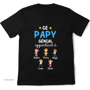 Ce Papy Génial T-shirt personnalisé Noms des petits-enfants , Cadeau futur grand-père, Fête des grands-pères, Annonce de grossesse Noir
