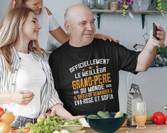 Officiellement Le Meilleur Grand-père du monde T-shirt personnalisé, Futur Papy, Fête des grands-pères, cadeau de Noël