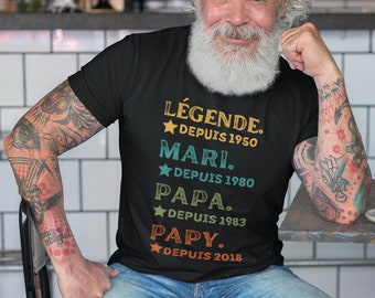 Légende Mari Papa Papy T-Shirt Personnalisé Année, Futur Grand-père, Cadeau fête des grands-pères