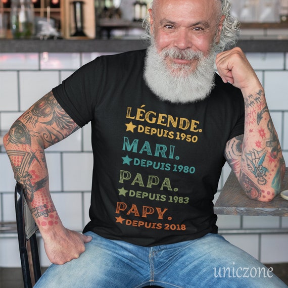 Légende Mari Papa Papy T-shirt Personnalisé Année, Futur Grand-père, Cadeau  Fête Des Grands-pères 