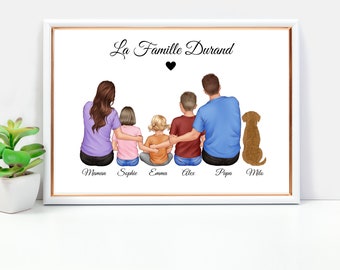 Affiche membres de la Famille personalise, Idée cadeau pour Noël anniversaire Fête des mères Fête des pères, home déco, déco à accrocher