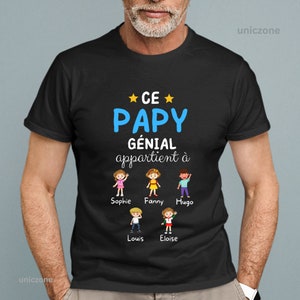 Ce Papy Génial T-shirt personnalisé Noms des petits-enfants , Cadeau futur grand-père, Fête des grands-pères, Annonce de grossesse