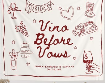 Pancarta de pared "Vino antes de la boda" para despedida de soltera / Decoración personalizable para despedida de soltera, letrero para fiesta, telón de fondo, pancarta nupcial de la región vinícola de Napa.