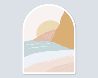 Arch Beach Sticker - Boho Aesthetic | Wasserdichte wetterfeste Wasserflasche Laptop Vinyl | Moderner Boho, niedlicher Sticker, girly Sticker die cut