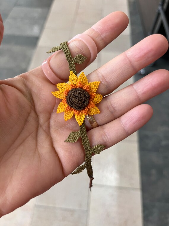 Sunflower Bracelet Needle Lace Bracelet Etsy