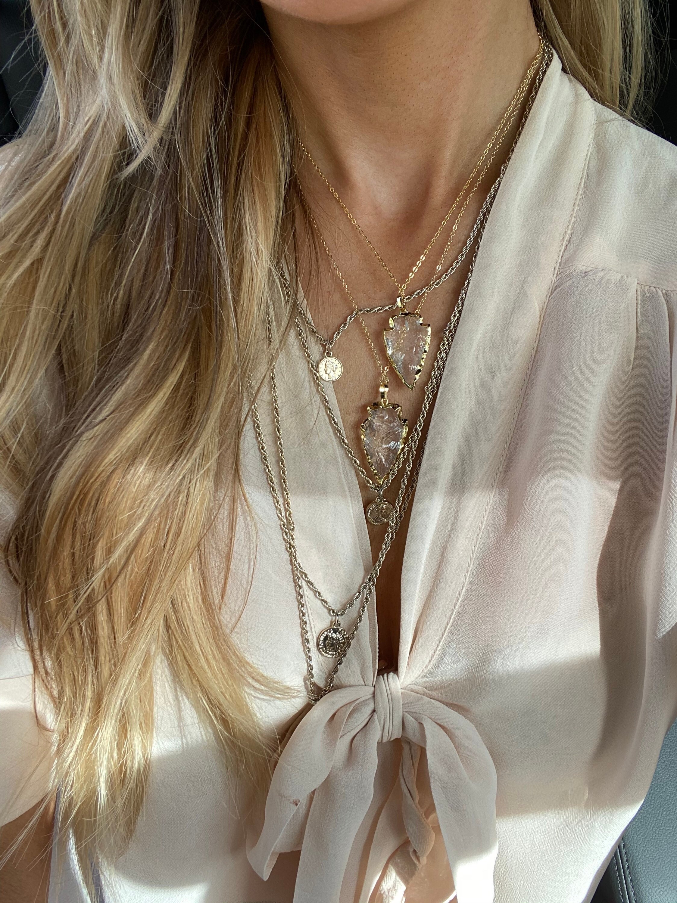 Quartz Crystal Pendant Necklace Etsy UK