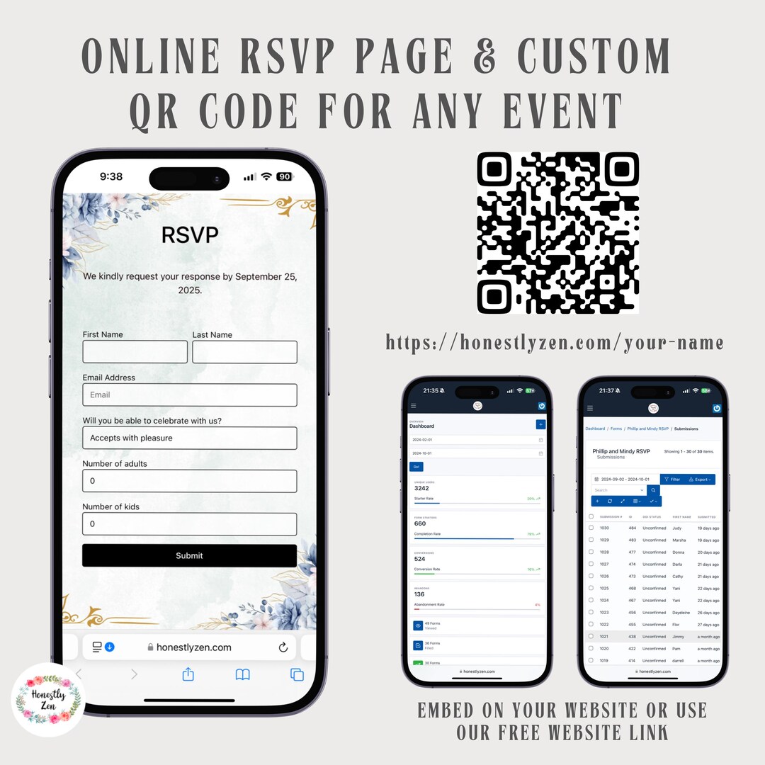 Elegant Online RSVP Page With Custom QR Code - Etsy