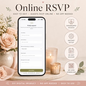 Online Wedding RSVP Form | QR Code, Dashboard, Meal Choice (Digital)