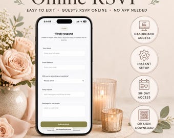 Online Wedding RSVP Form | QR Code, Dashboard, Meal Choice (Digital)