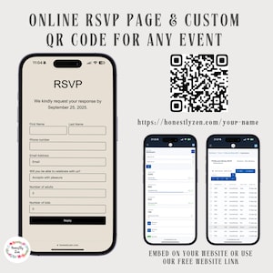 Online-RSVP-Seite für jedes Ereignis, Creme-Qr-Code-RSVP, Kreis-Qr für Rsvp-Karte, runder Qr, digitales Rsvp, Rsvp-Link, elektronische Rsvp-Karte