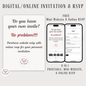 Websiteverzoek alleen met online RSVP: bewerkbare digitale huwelijksuitnodiging en RSVP, afdrukbare huwelijksuitnodiging, canvassjabloon