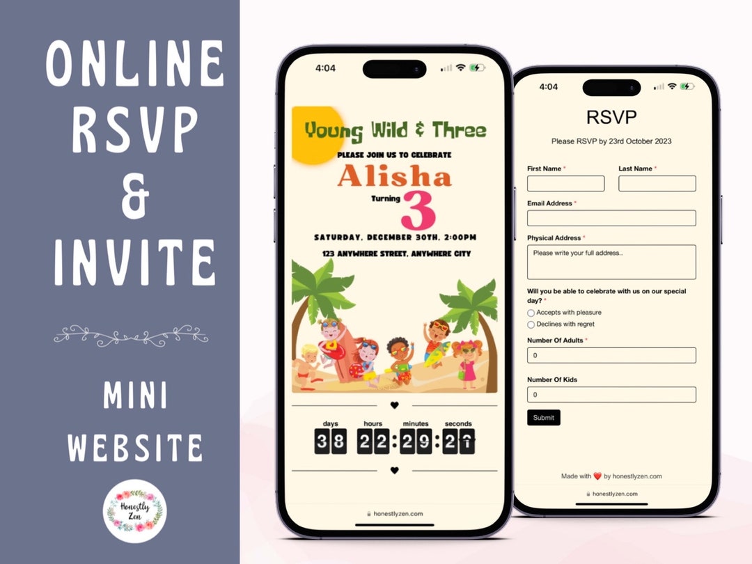 Online RSVP & Birthday Invitation, Personalized RSVP, Custom Digital