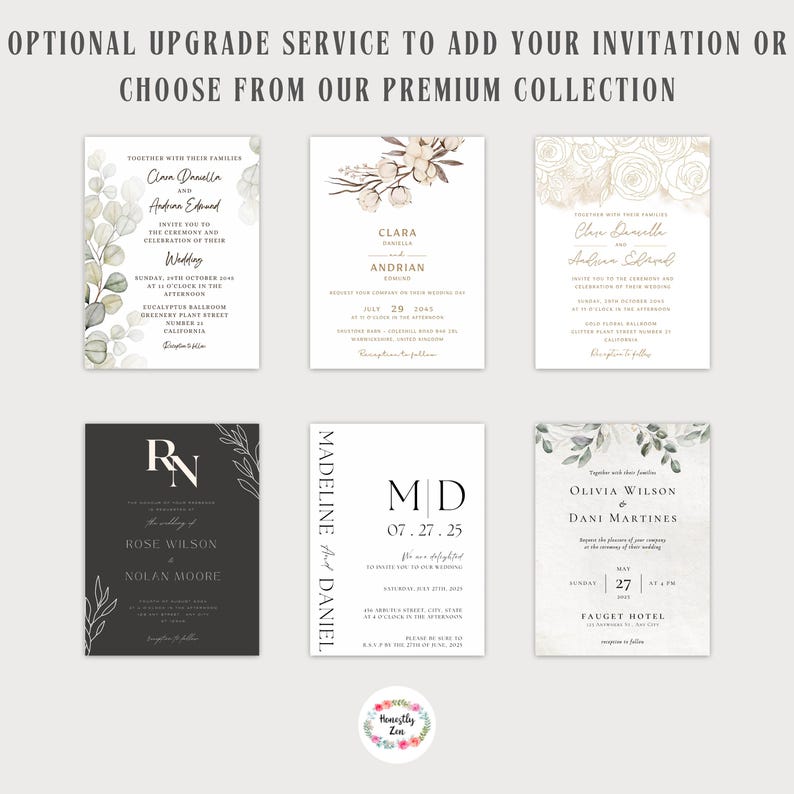 Online invite collection - honestly zen