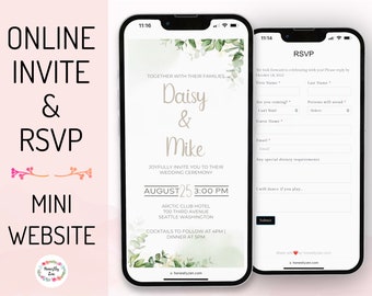 Online RSVP & Wedding Invitation, Personalized RSVP, Custom Digital Evite, Digital RSVP, Wedding Website, Digital Invite, Clickable Invite