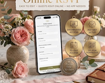 Online Wedding RSVP Form | QR Code, Dashboard, Meal Choice (Digital)