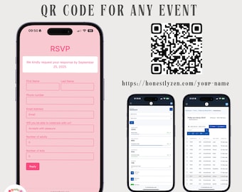Pink Online RSVP Page & Custom QR Code | Event Tracker