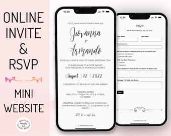 Online RSVP & Wedding Invitation, Personalized RSVP, Custom Digital Evite, Digital RSVP, Wedding Website, Digital Invite, Clickable Invite