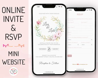 Online Invitation & RSVP, Personalized RSVP, Custom Digital Evite, Digital RSVP, Wedding Website, Digital Invite, Digital Rsvp