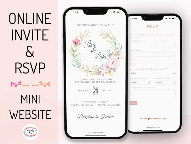 Online wedding invitation and RSVP