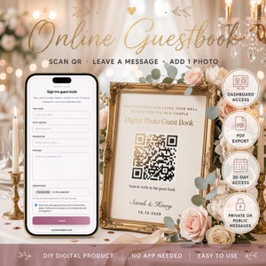 Online Wedding Digital Guest Book | QR Code Sign, PDF Export, Dashboard Access