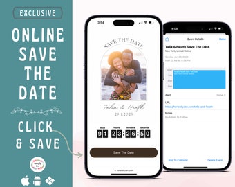 Online Save The Date, Click To Save The Date, Online Wedding Announcement, Electronic Save The Date, Mini-Website, Photo Save The Date