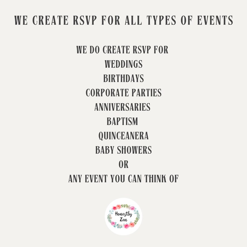 We do rsvp forms for all events.