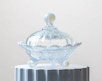 White Mosser Footed Covered Candy Dish