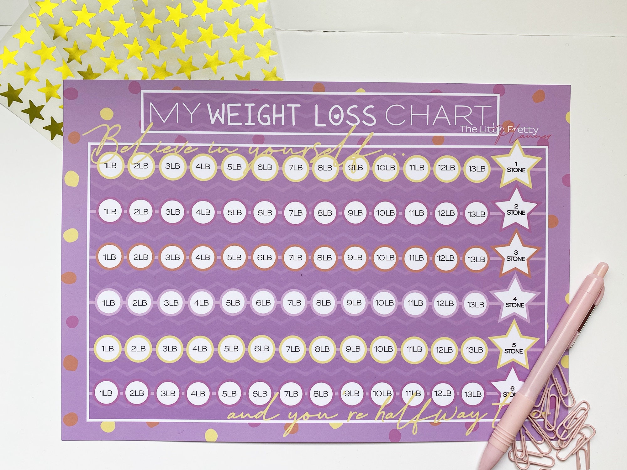 2/4/6/7 Stone Weight Loss Chart/Tracker | Etsy