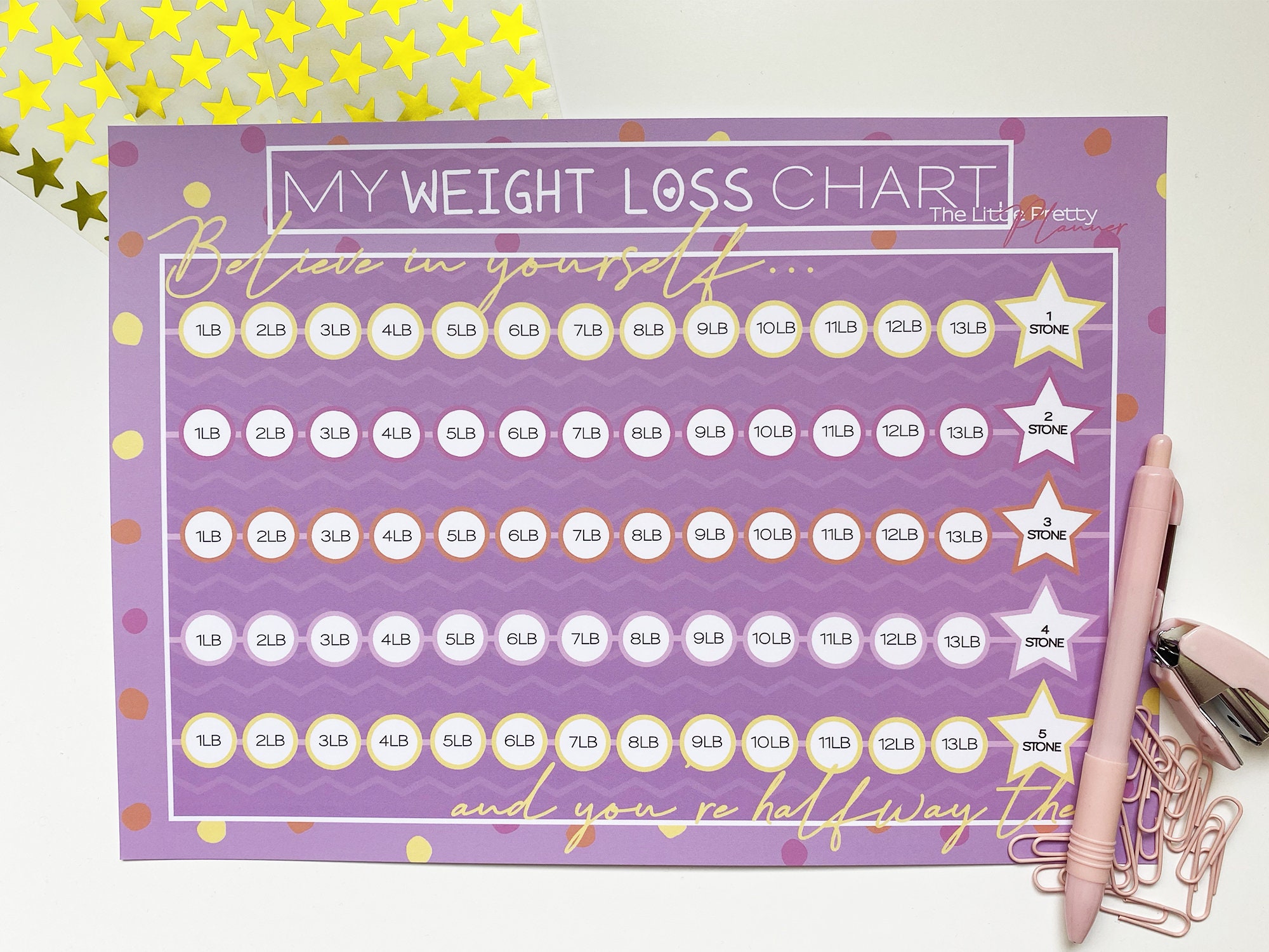 2/4/6/7 Stone Weight Loss Chart/Tracker Etsy