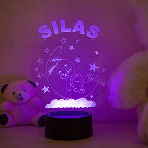 Personalized Night Light with Moon & Stars - Nursery Decor - Custom Name Light Night Gift - Kids Room Decor - Personalized Gifts for Kids
