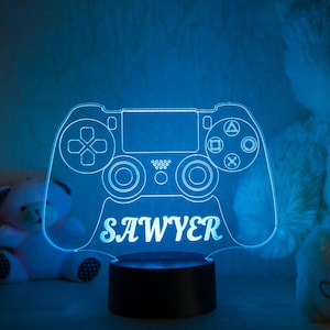 Gamer boy night lamp custom name gaming design birthday gift for son or nephew night light LED decor