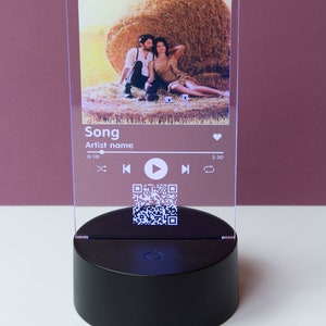 Lampe De Code Spotify Personnalisée Scannable Plaque De Musique Acrylique  Night Light Cadeaux Romantiques