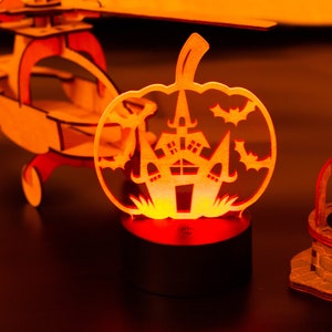 Decoración de Halloween, regalos personalizados, lámpara de noche LED de calabaza de Halloween, favores especiales de fiesta de Halloween, premio de fiesta de disfraces de trofeo de Halloween