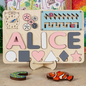 Busy Personalized board for kids baby name sign busy board montessori toys toddler gifts, baby name puzzle, gifts for kids