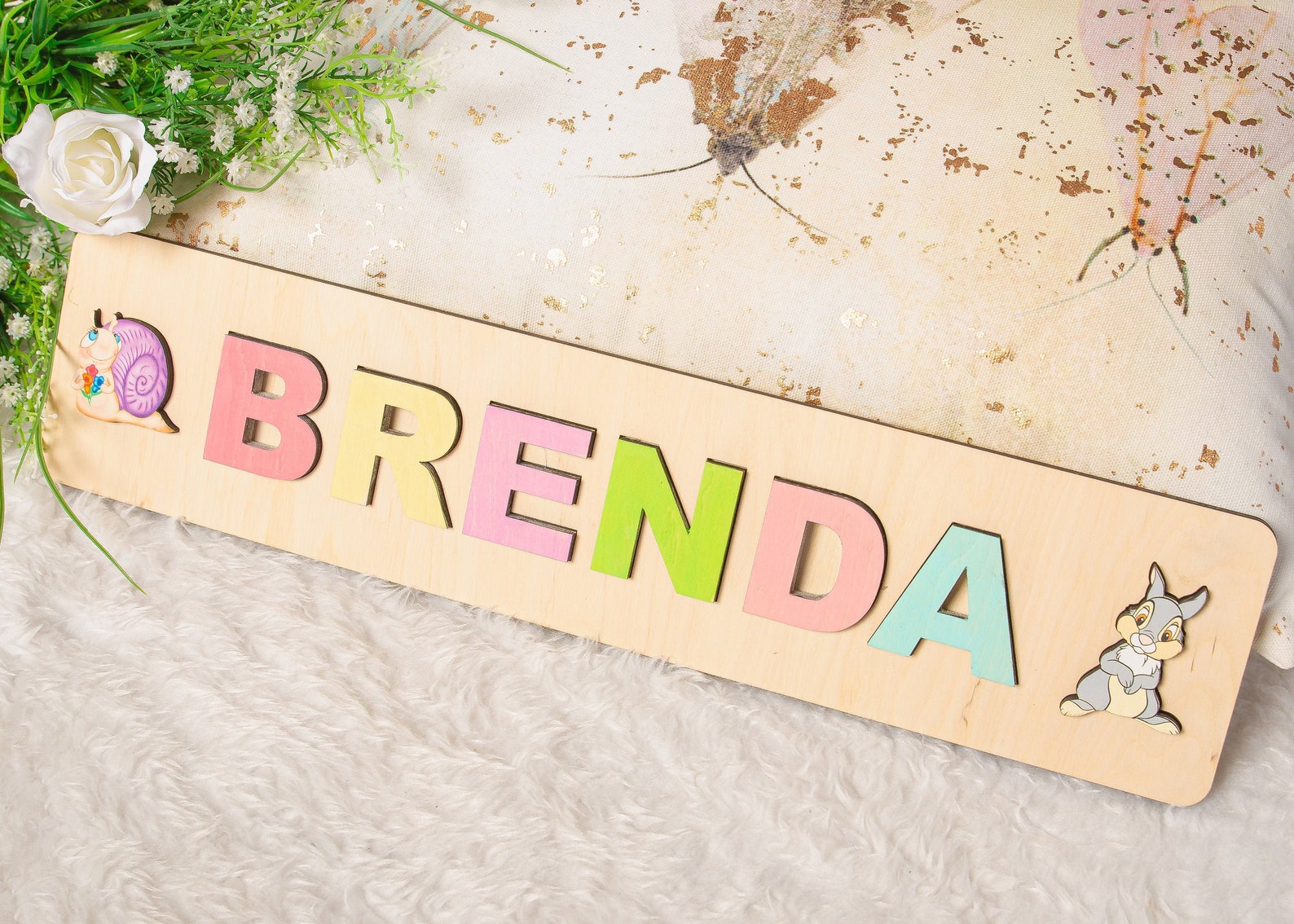 Wooden Name Puzzle with Pegs Independently Tested Child Safe Etsy