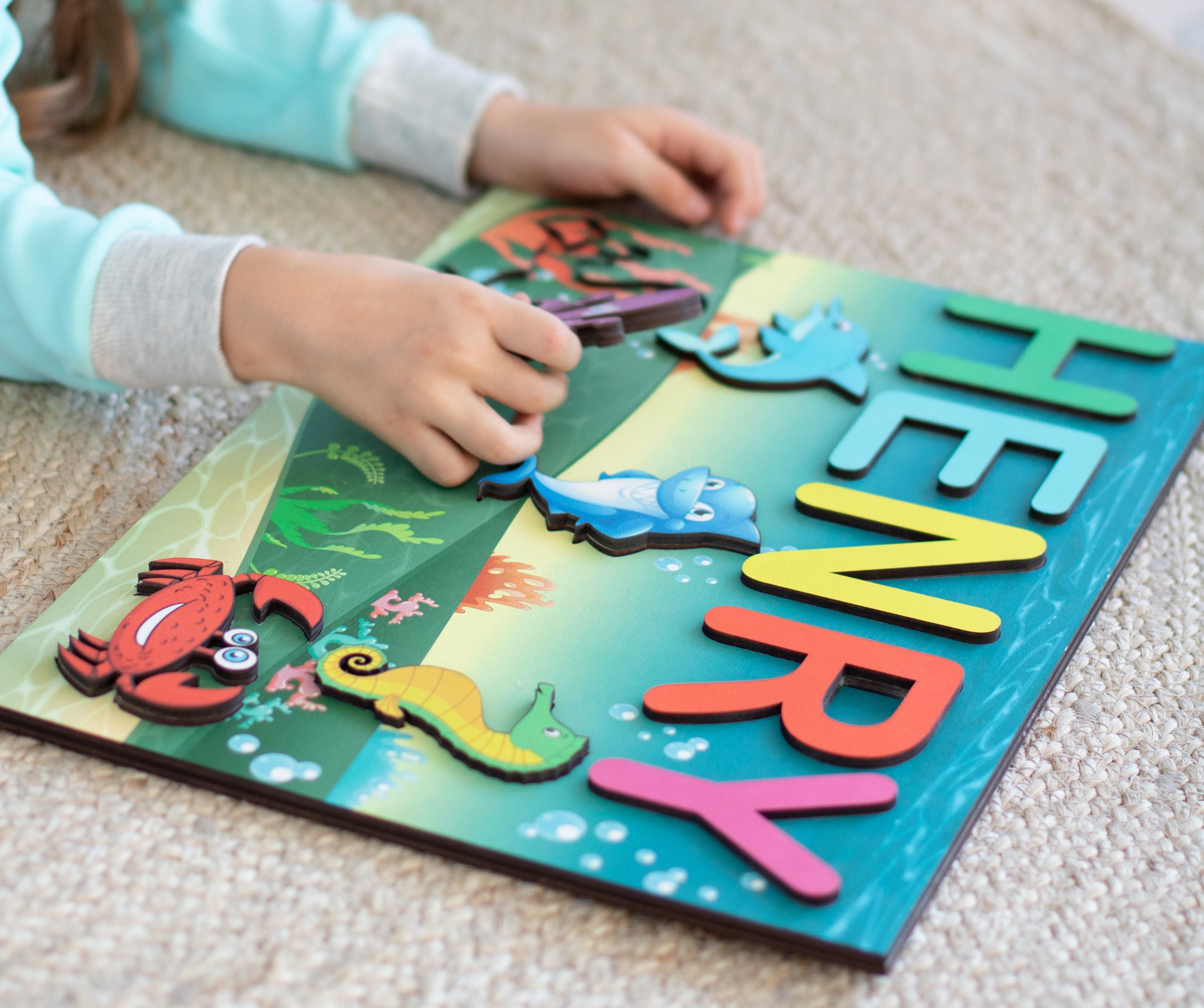 Custom Name Baby Birthday Gift Personalized Wooden Puzzle Word Etsy